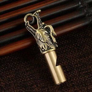 Vintage brass dragon whistle pendant